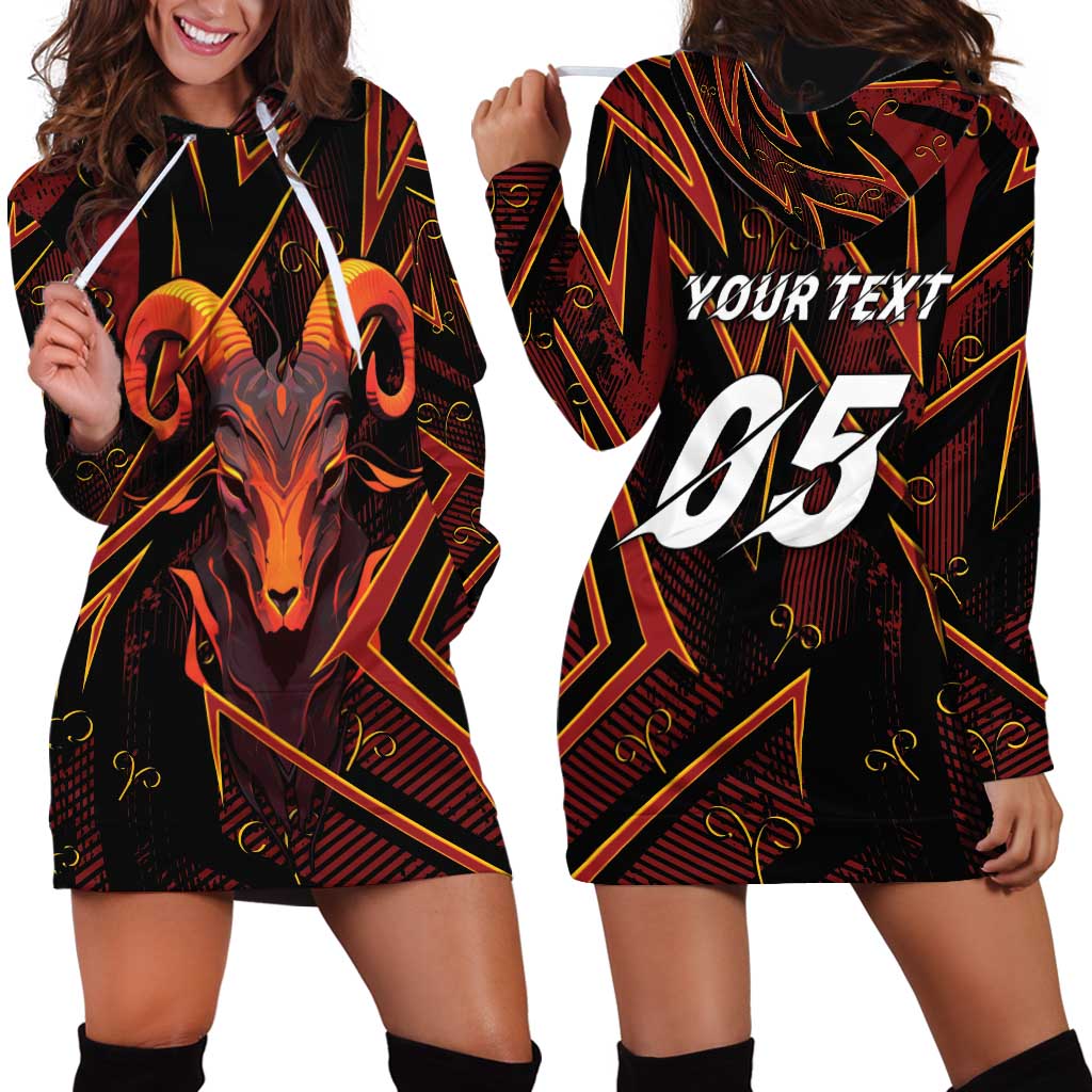 Custom Aries Zodiac Hoodie Dress With Bold Triangle