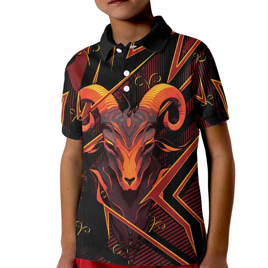 Custom Aries Zodiac Kid Polo Shirt With Bold Triangle