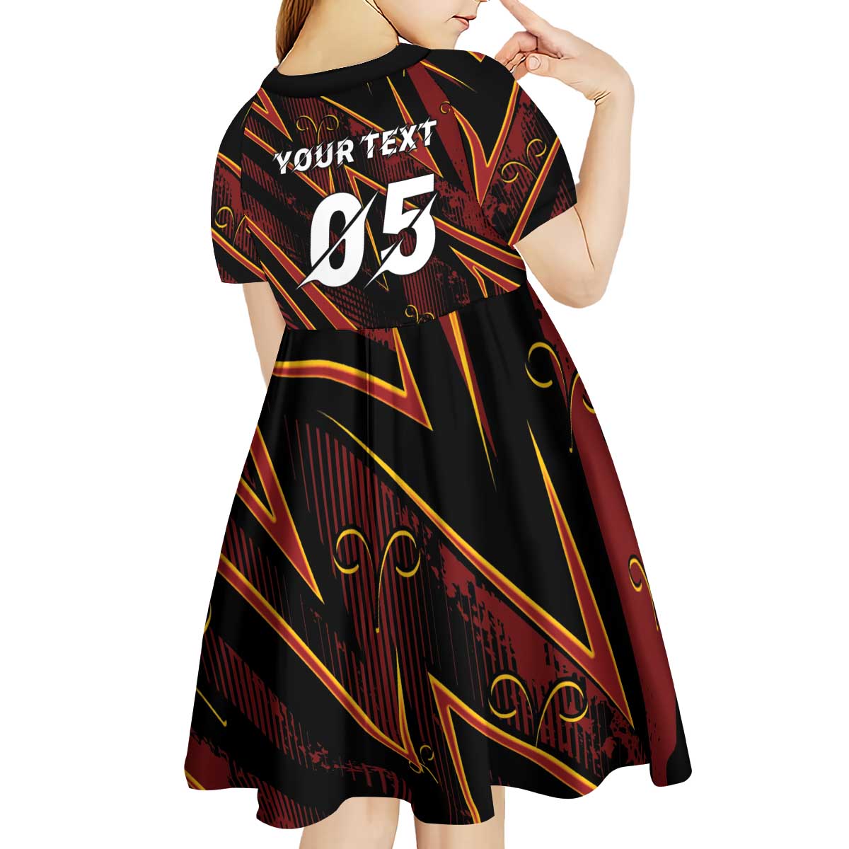 Custom Aries Zodiac Kid Short Sleeve Dress With Bold Triangle