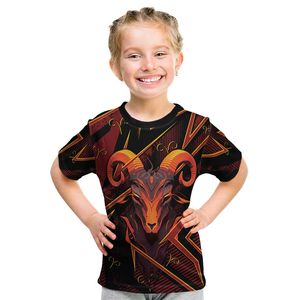 Custom Aries Zodiac Kid T Shirt With Bold Triangle