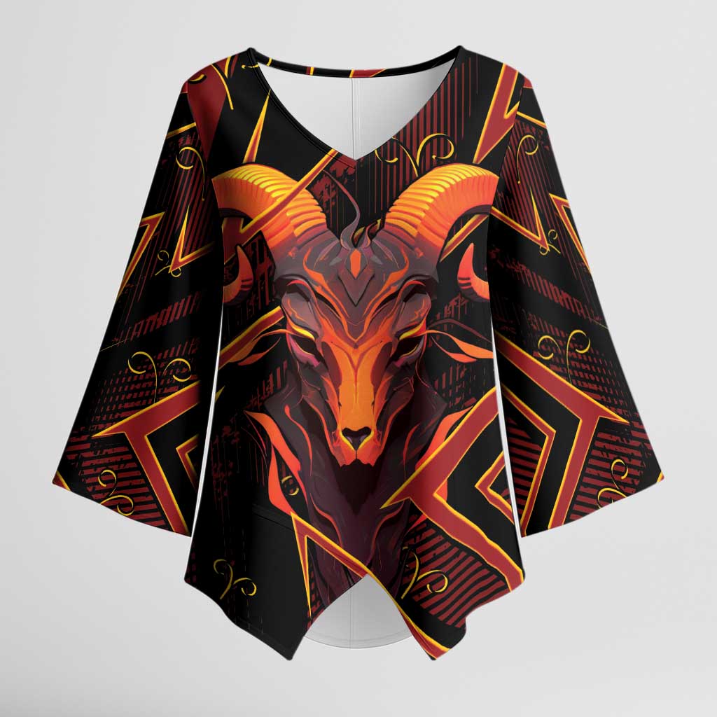 Custom Aries Zodiac Kimono Sleeve Blouse With Bold Triangle
