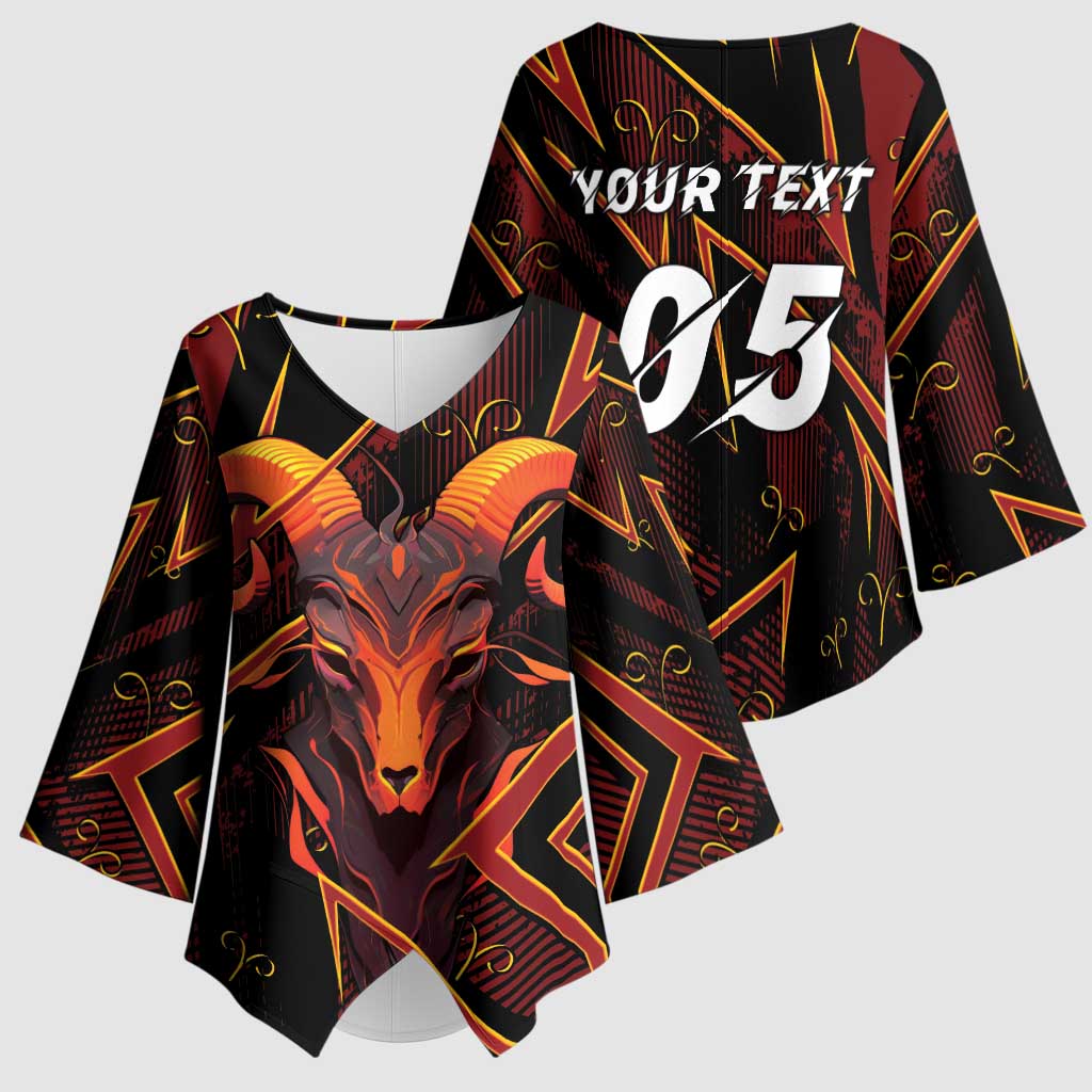 Custom Aries Zodiac Kimono Sleeve Blouse With Bold Triangle
