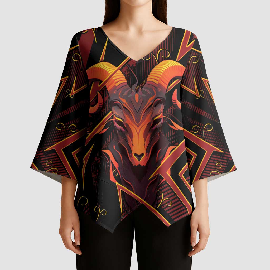 Custom Aries Zodiac Kimono Sleeve Blouse With Bold Triangle