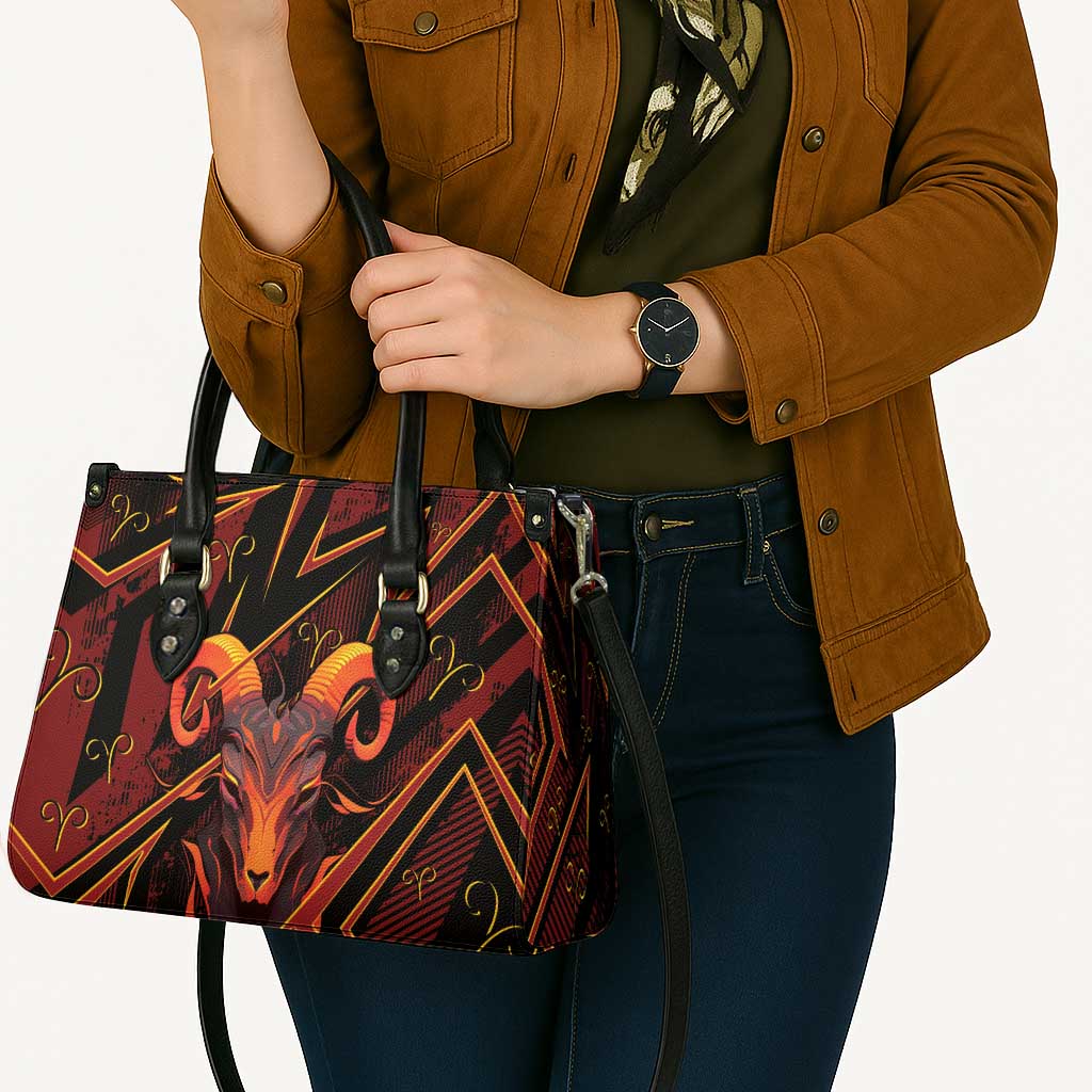 Aries Zodiac Leather Bag With Bold Triangle