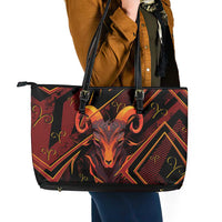 Aries Zodiac Leather Tote Bag With Bold Triangle