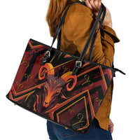 Aries Zodiac Leather Tote Bag With Bold Triangle