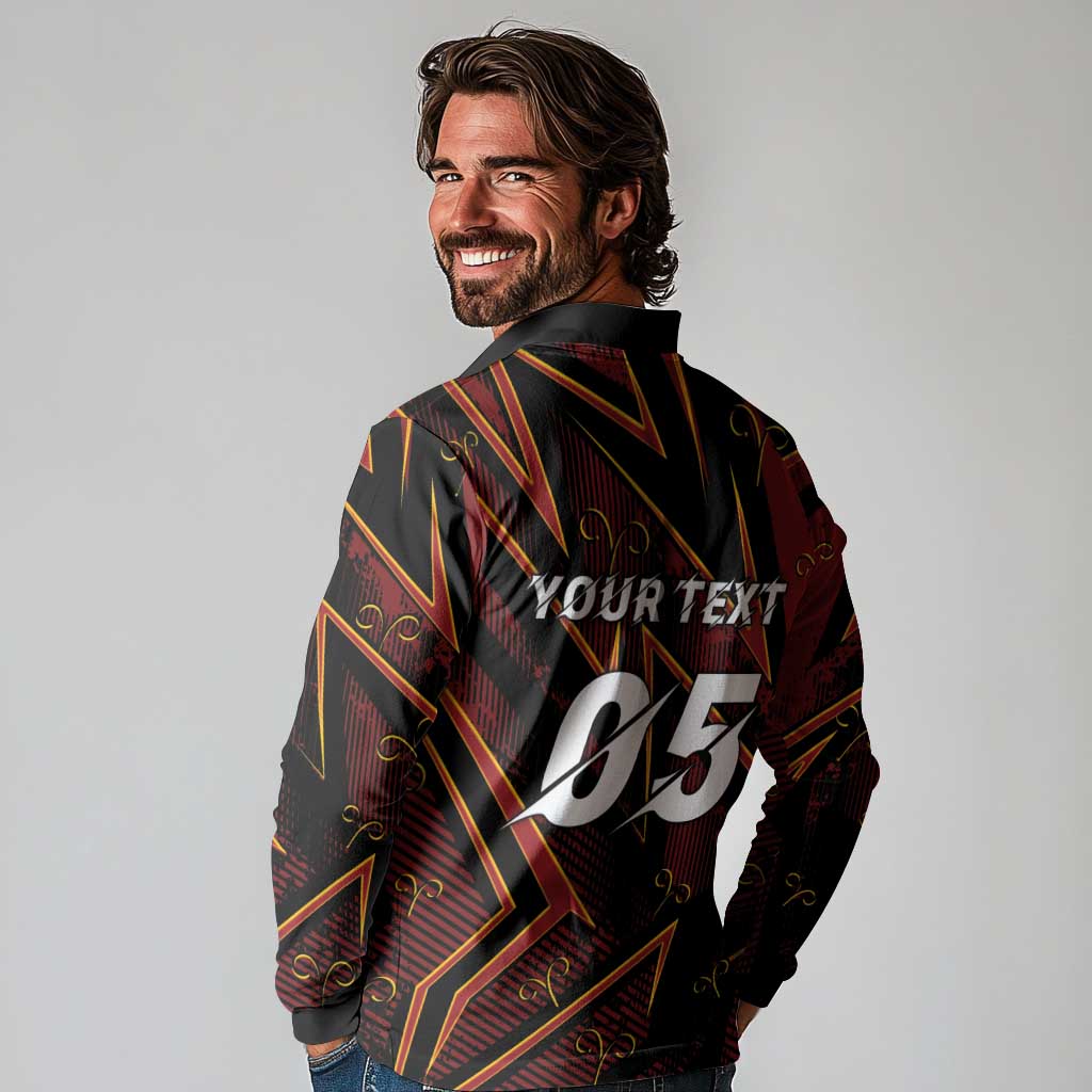 Custom Aries Zodiac Long Sleeve Polo Shirt With Bold Triangle