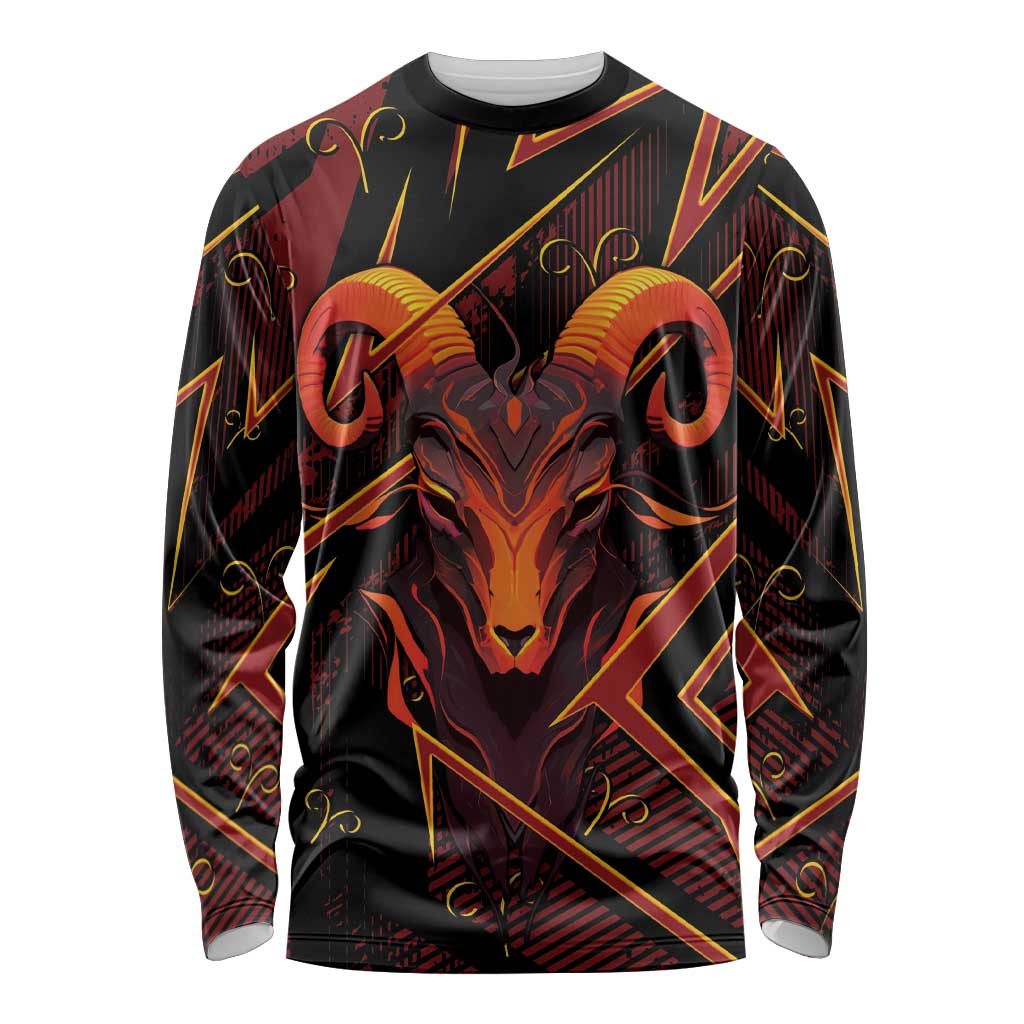 Custom Aries Zodiac Long Sleeve Shirt With Bold Triangle