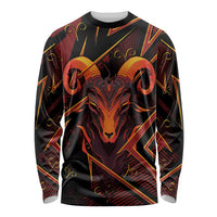 Custom Aries Zodiac Long Sleeve Shirt With Bold Triangle