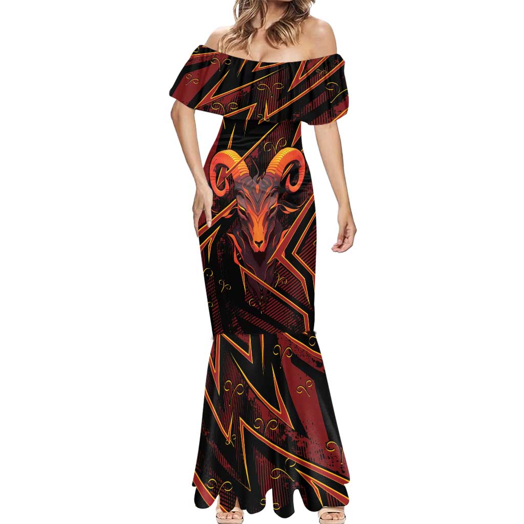 Custom Aries Zodiac Mermaid Dress With Bold Triangle