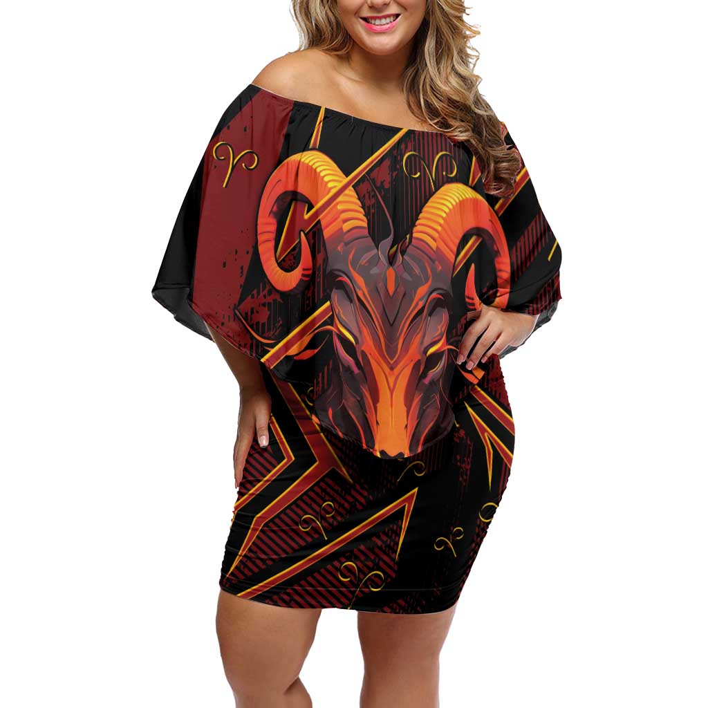 Custom Aries Zodiac Off Shoulder Short Dress With Bold Triangle