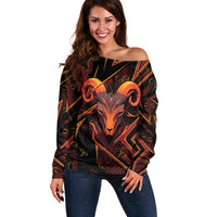 Custom Aries Zodiac Off Shoulder Sweater With Bold Triangle