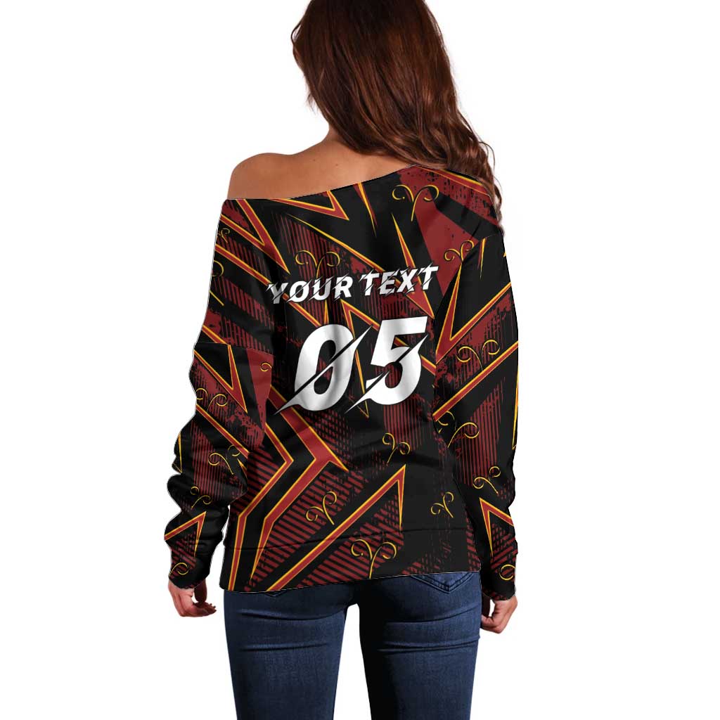 Custom Aries Zodiac Off Shoulder Sweater With Bold Triangle