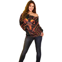 Custom Aries Zodiac Off Shoulder Sweater With Bold Triangle