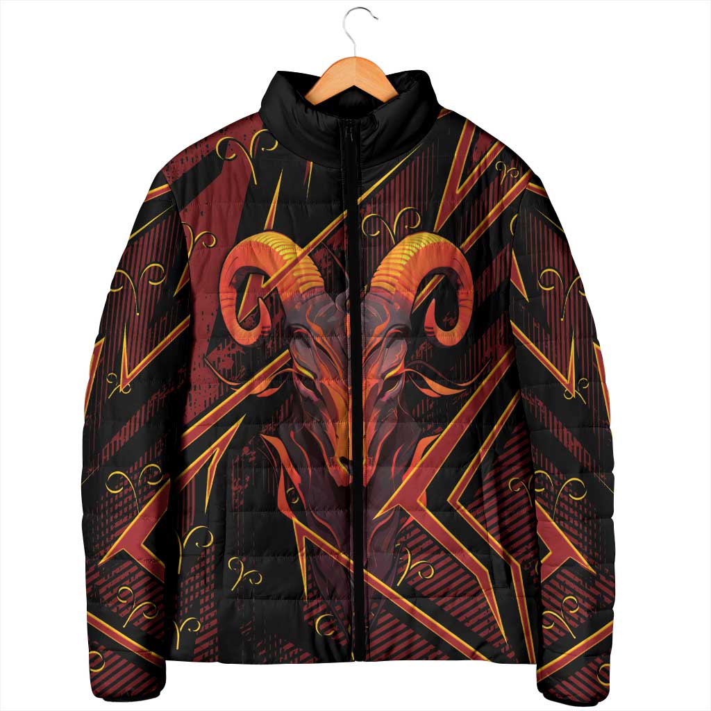 Custom Aries Zodiac Padded Jacket With Bold Triangle
