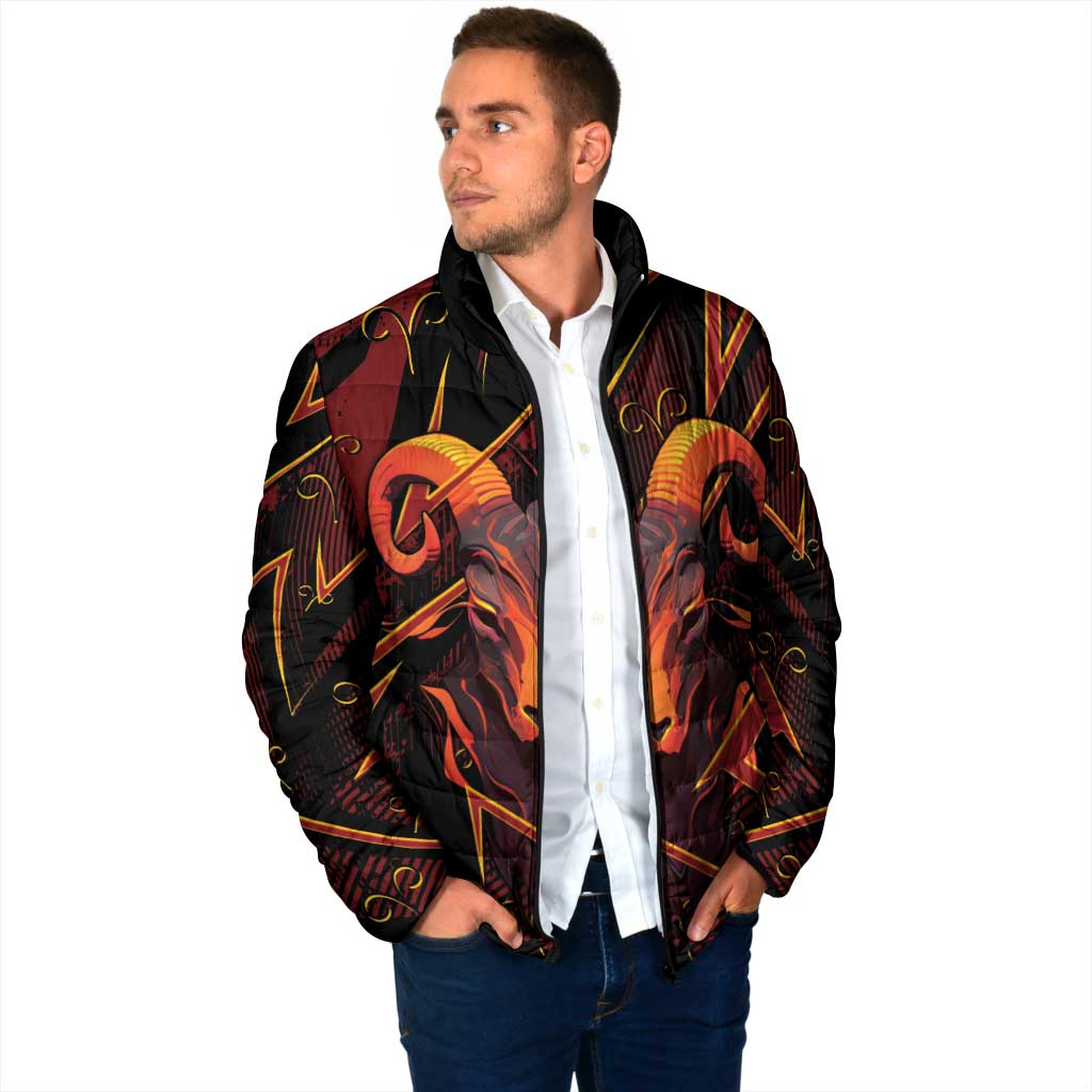Custom Aries Zodiac Padded Jacket With Bold Triangle