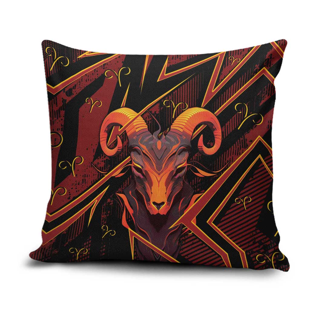 Aries Zodiac Pillow Cover With Bold Triangle