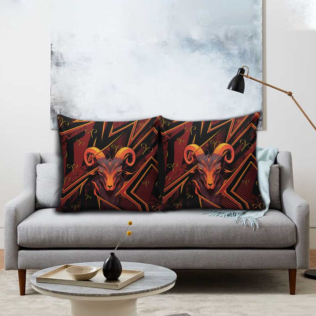 Aries Zodiac Pillow Cover With Bold Triangle