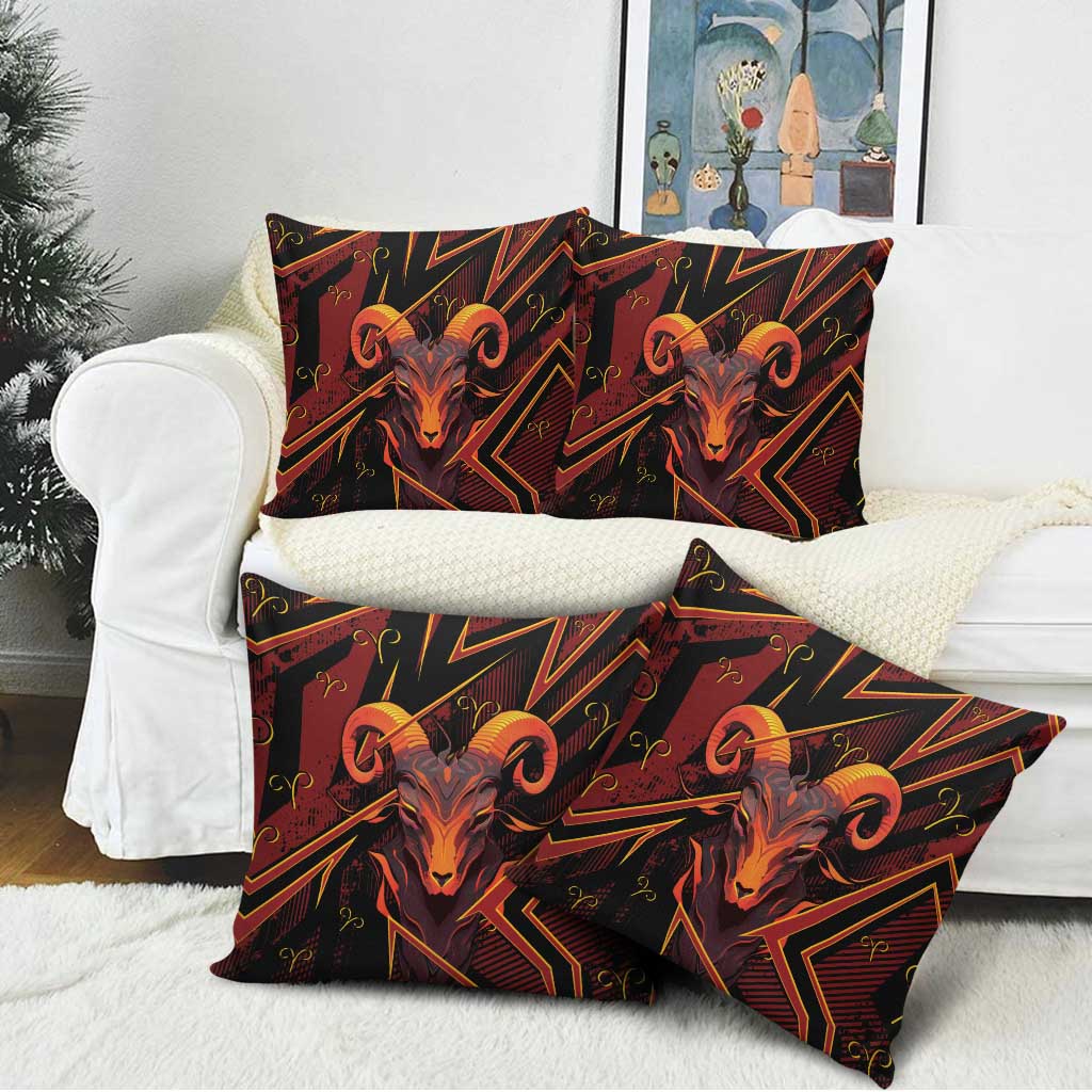 Aries Zodiac Pillow Cover With Bold Triangle