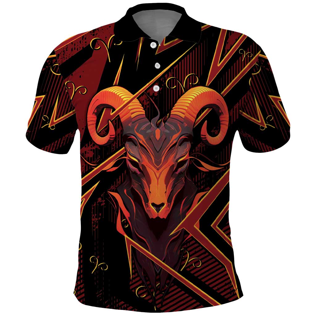 Custom Aries Zodiac Polo Shirt With Bold Triangle
