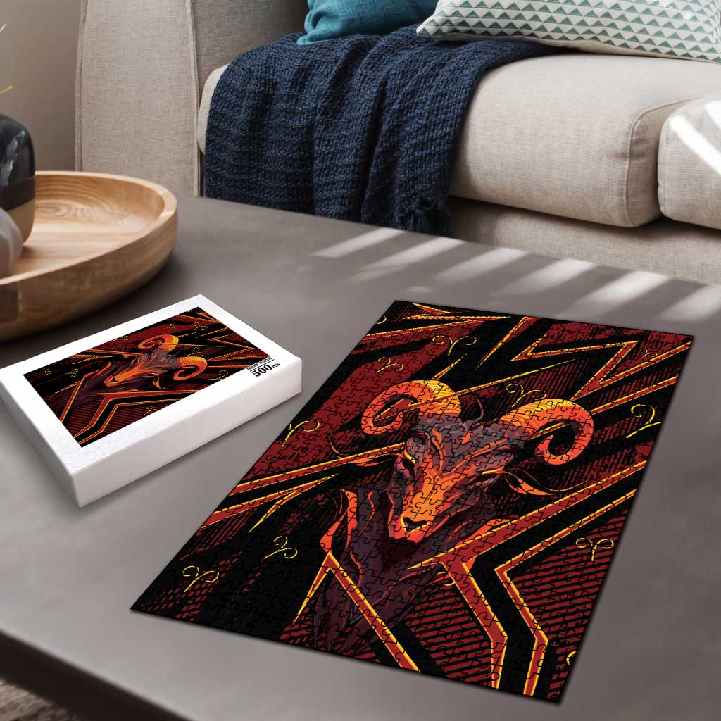 Aries Zodiac Puzzle With Bold Triangle