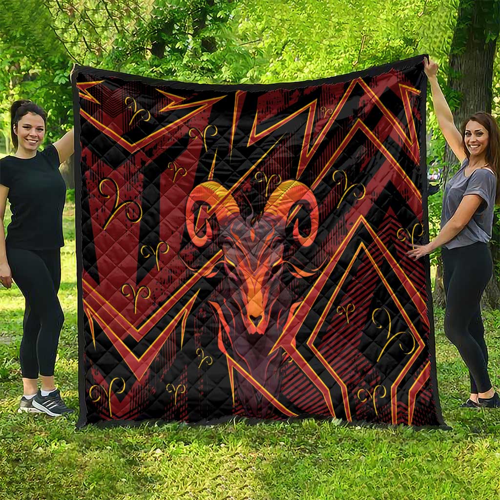Aries Zodiac Quilt With Bold Triangle