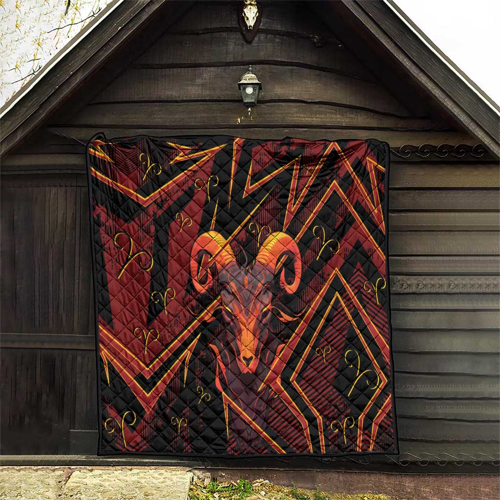 Aries Zodiac Quilt With Bold Triangle