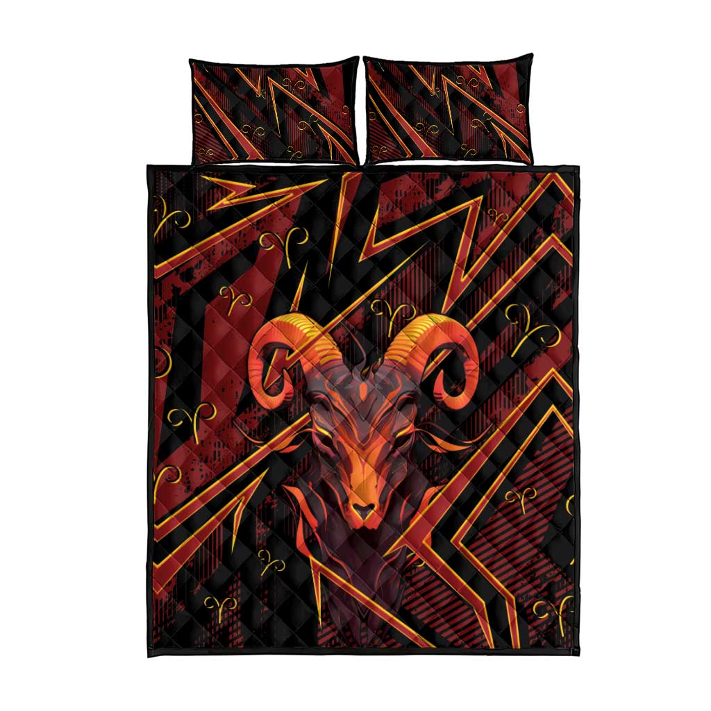Aries Zodiac Quilt Bed Set With Bold Triangle