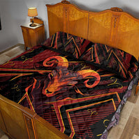 Aries Zodiac Quilt Bed Set With Bold Triangle