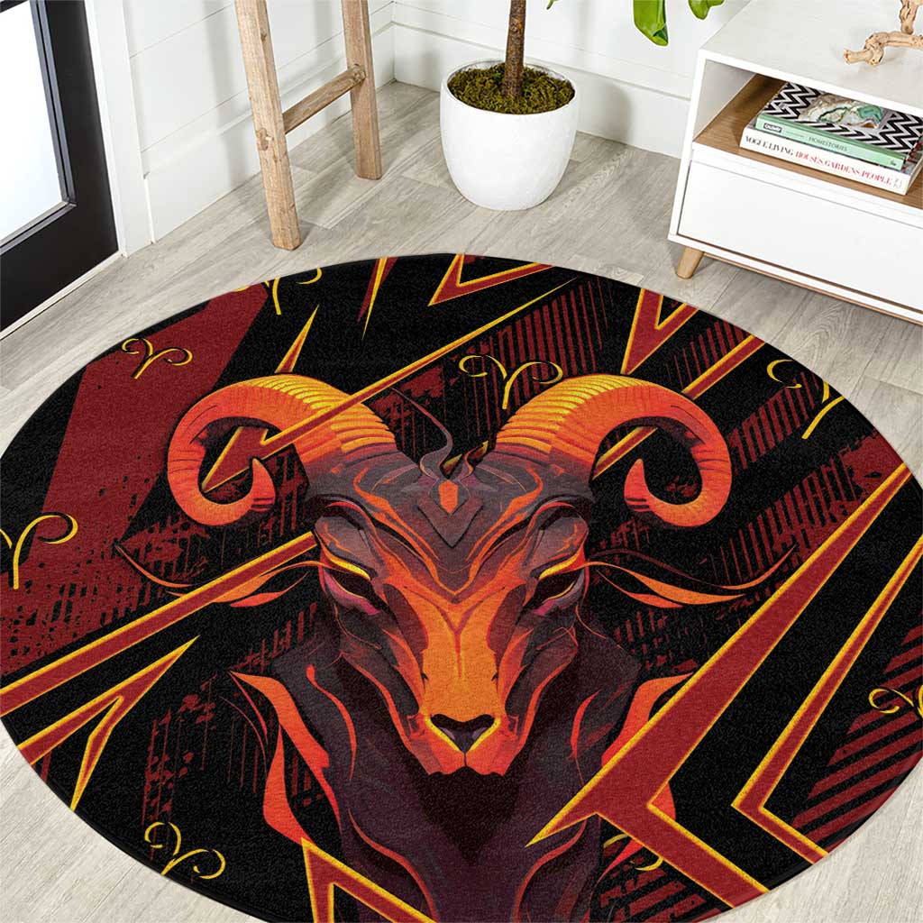 Aries Zodiac Round Carpet With Bold Triangle