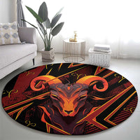 Aries Zodiac Round Carpet With Bold Triangle