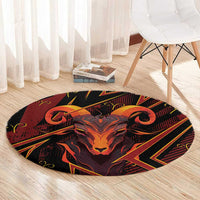 Aries Zodiac Round Carpet With Bold Triangle