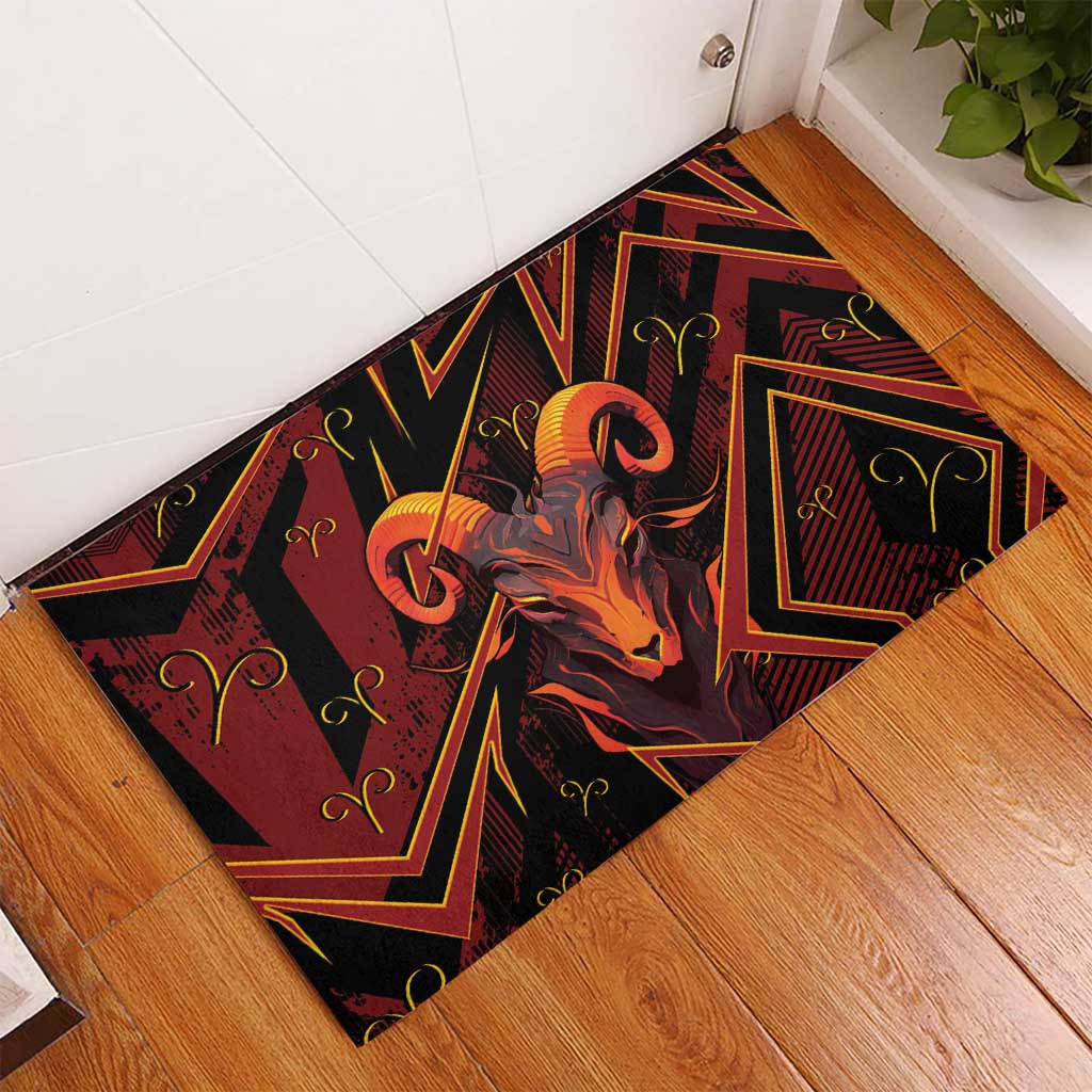 Aries Zodiac Rubber Doormat With Bold Triangle