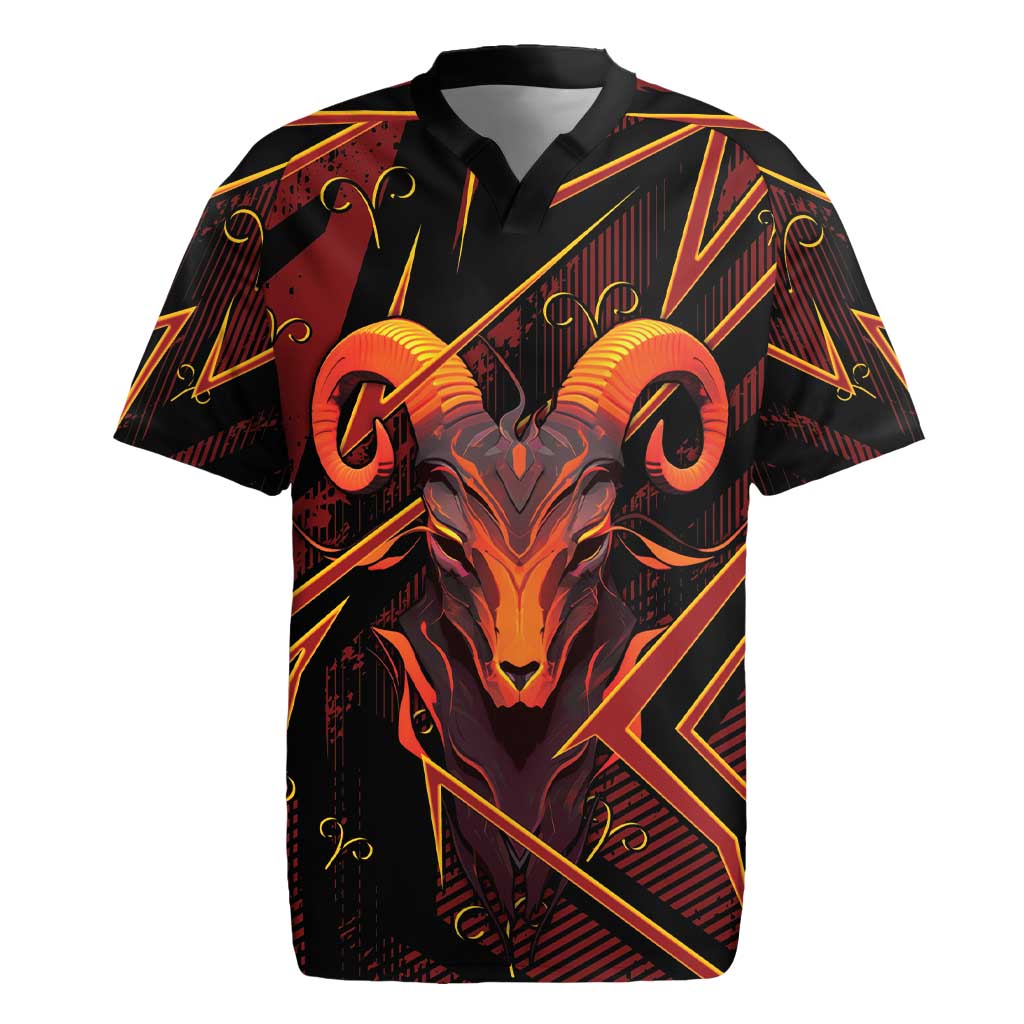 Custom Aries Zodiac Rugby Jersey With Bold Triangle