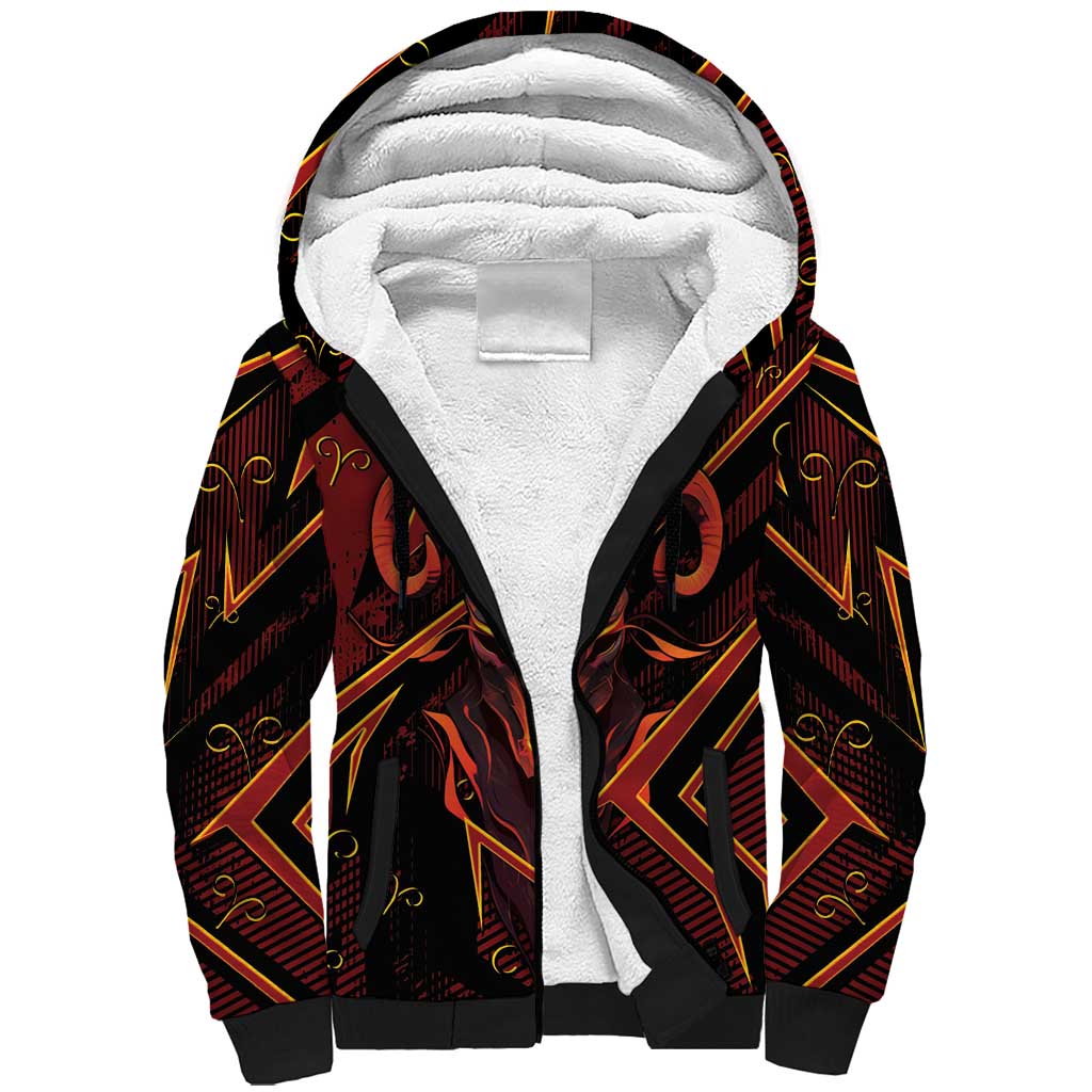 Custom Aries Zodiac Sherpa Hoodie With Bold Triangle