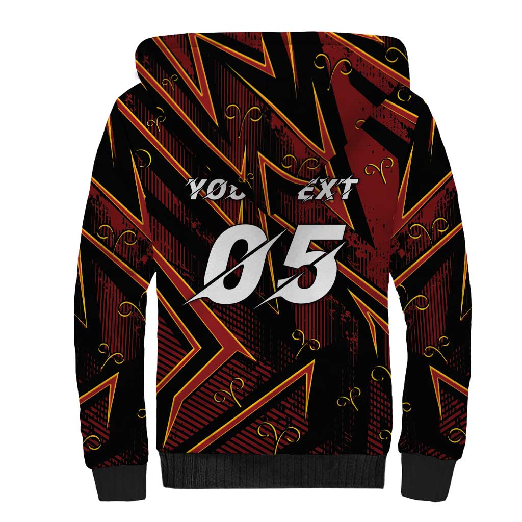 Custom Aries Zodiac Sherpa Hoodie With Bold Triangle