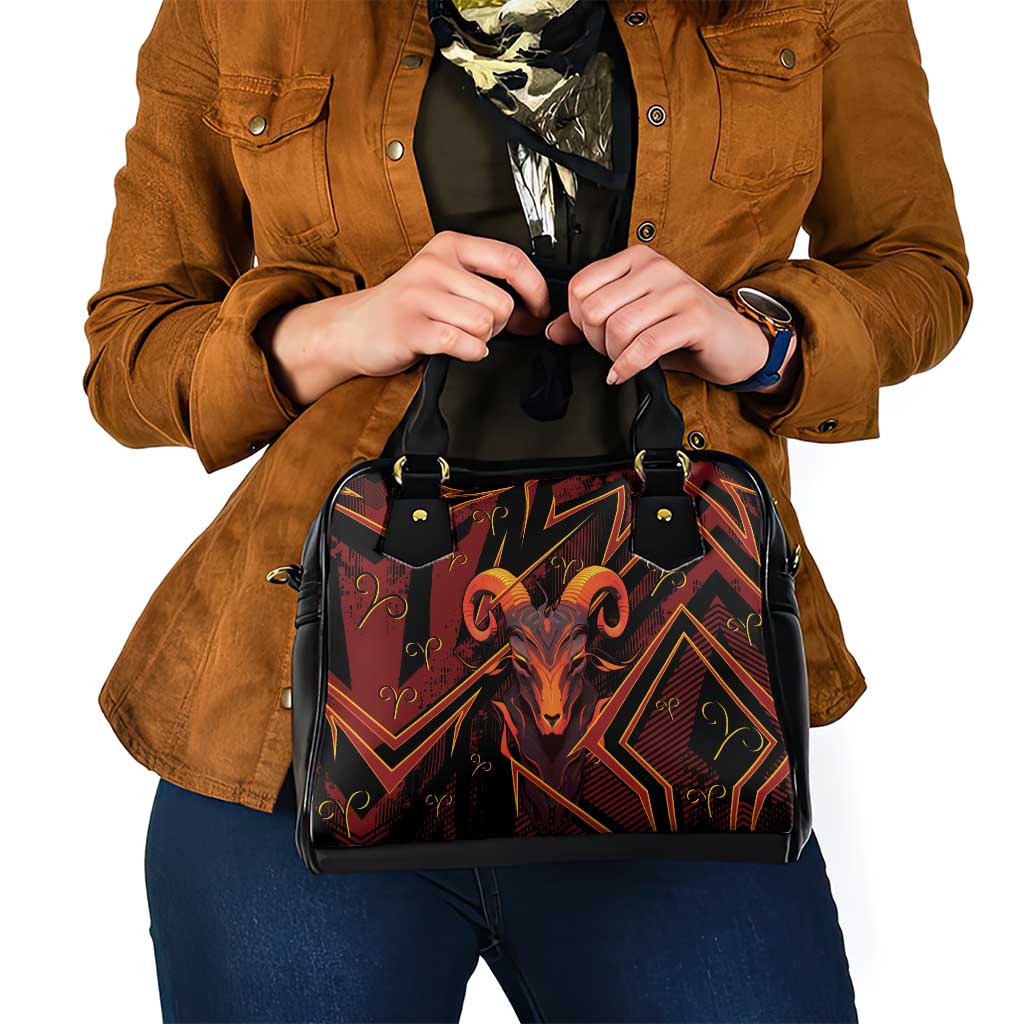 Aries Zodiac Shoulder Handbag With Bold Triangle