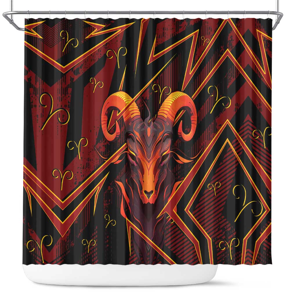 Aries Zodiac Shower Curtain With Bold Triangle