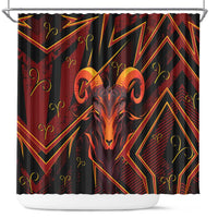 Aries Zodiac Shower Curtain With Bold Triangle
