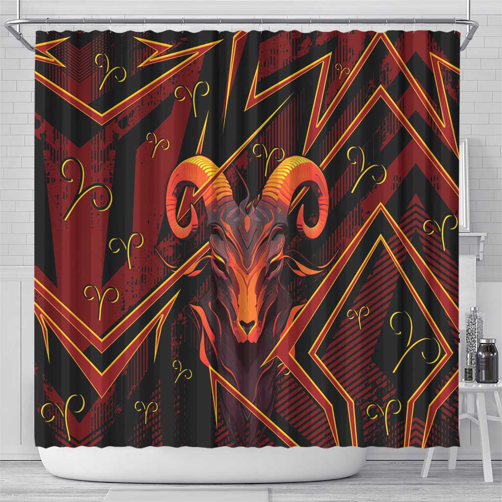 Aries Zodiac Shower Curtain With Bold Triangle