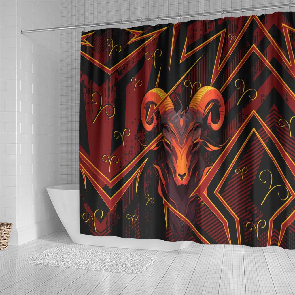 Aries Zodiac Shower Curtain With Bold Triangle