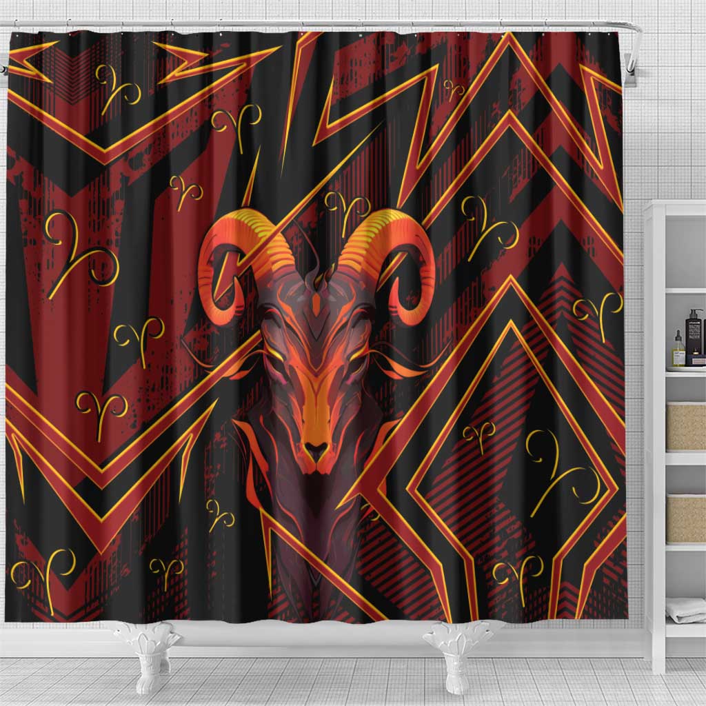 Aries Zodiac Shower Curtain With Bold Triangle