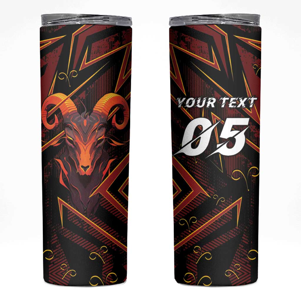 Custom Aries Zodiac Skinny Tumbler With Bold Triangle