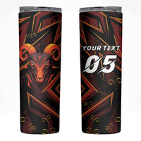 Custom Aries Zodiac Skinny Tumbler With Bold Triangle