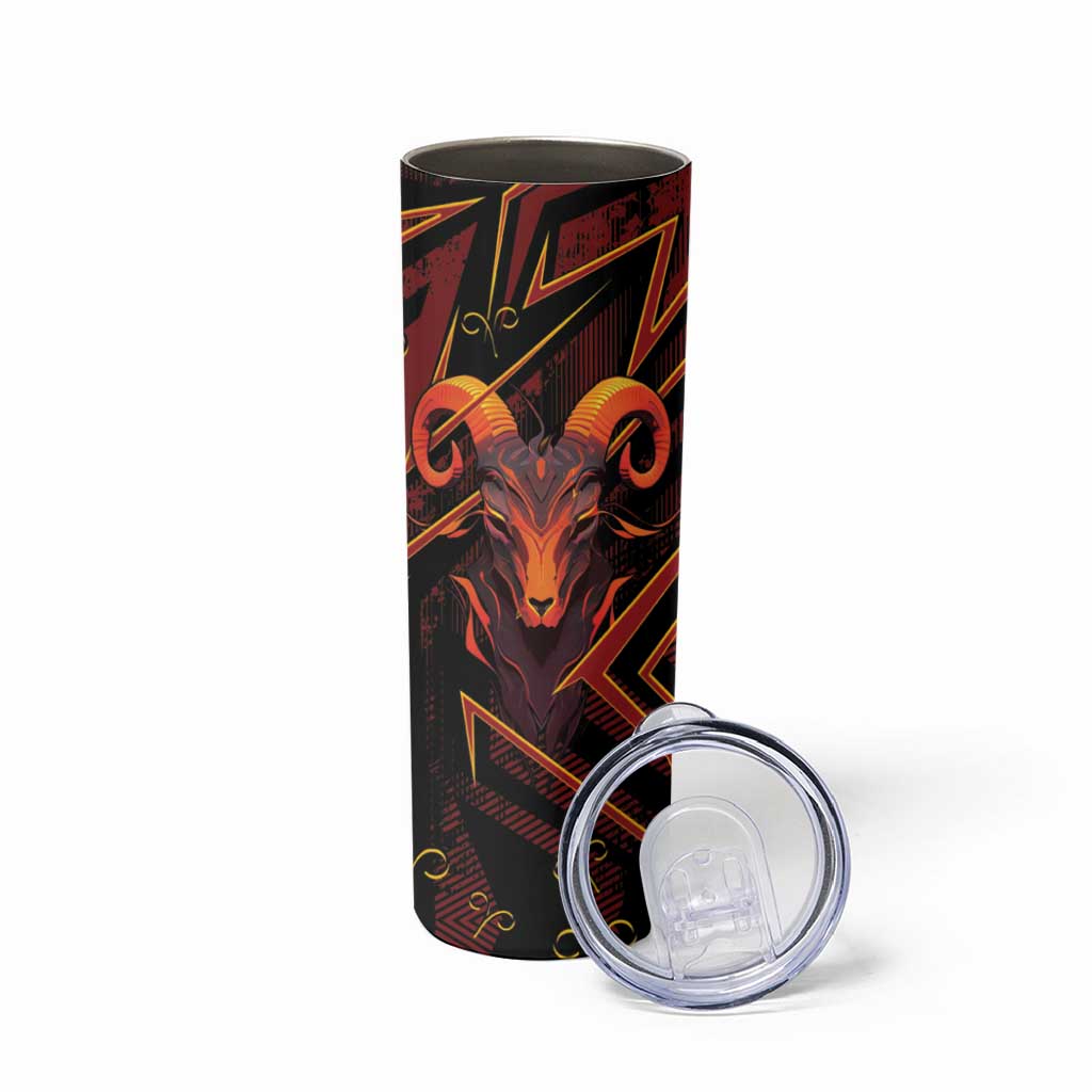 Custom Aries Zodiac Skinny Tumbler With Bold Triangle