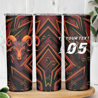 Custom Aries Zodiac Skinny Tumbler With Bold Triangle