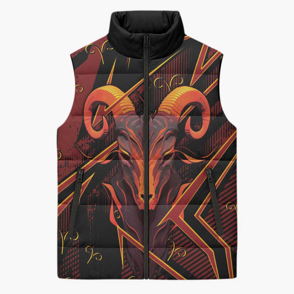 Custom Aries Zodiac Sleeveless Puffer Jacket With Bold Triangle