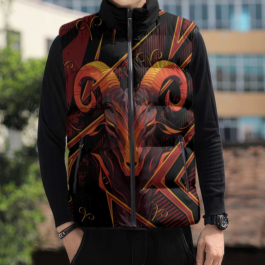 Custom Aries Zodiac Sleeveless Puffer Jacket With Bold Triangle