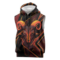 Custom Aries Zodiac Sleeveless Zip Hoodie With Bold Triangle