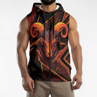 Custom Aries Zodiac Sleeveless Zip Hoodie With Bold Triangle